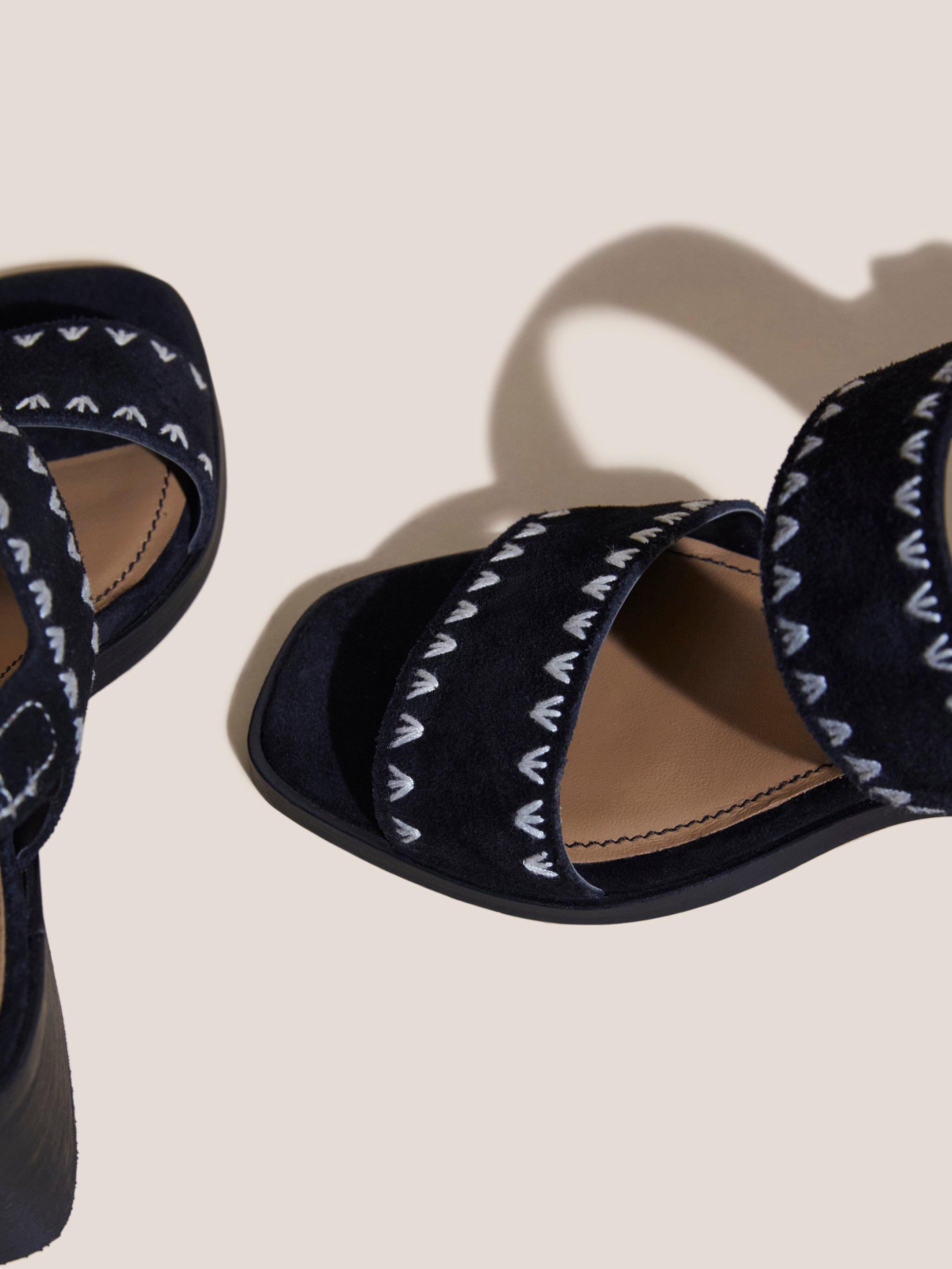 Whipstitch Block Heel Sandal in PURE BLK - FLAT DETAIL