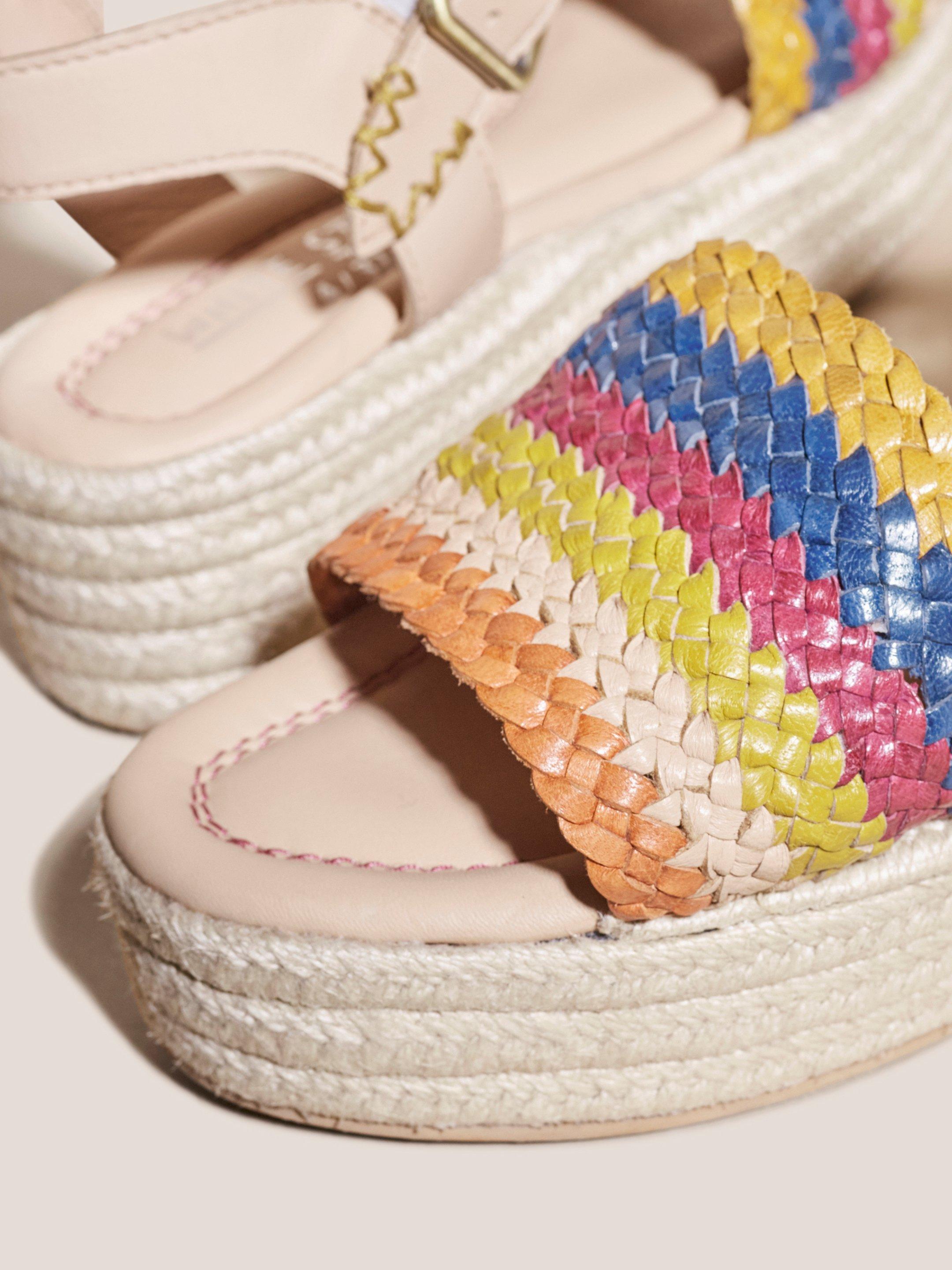 Woven Espadrille Flatform in TAN MULTI - FLAT BACK