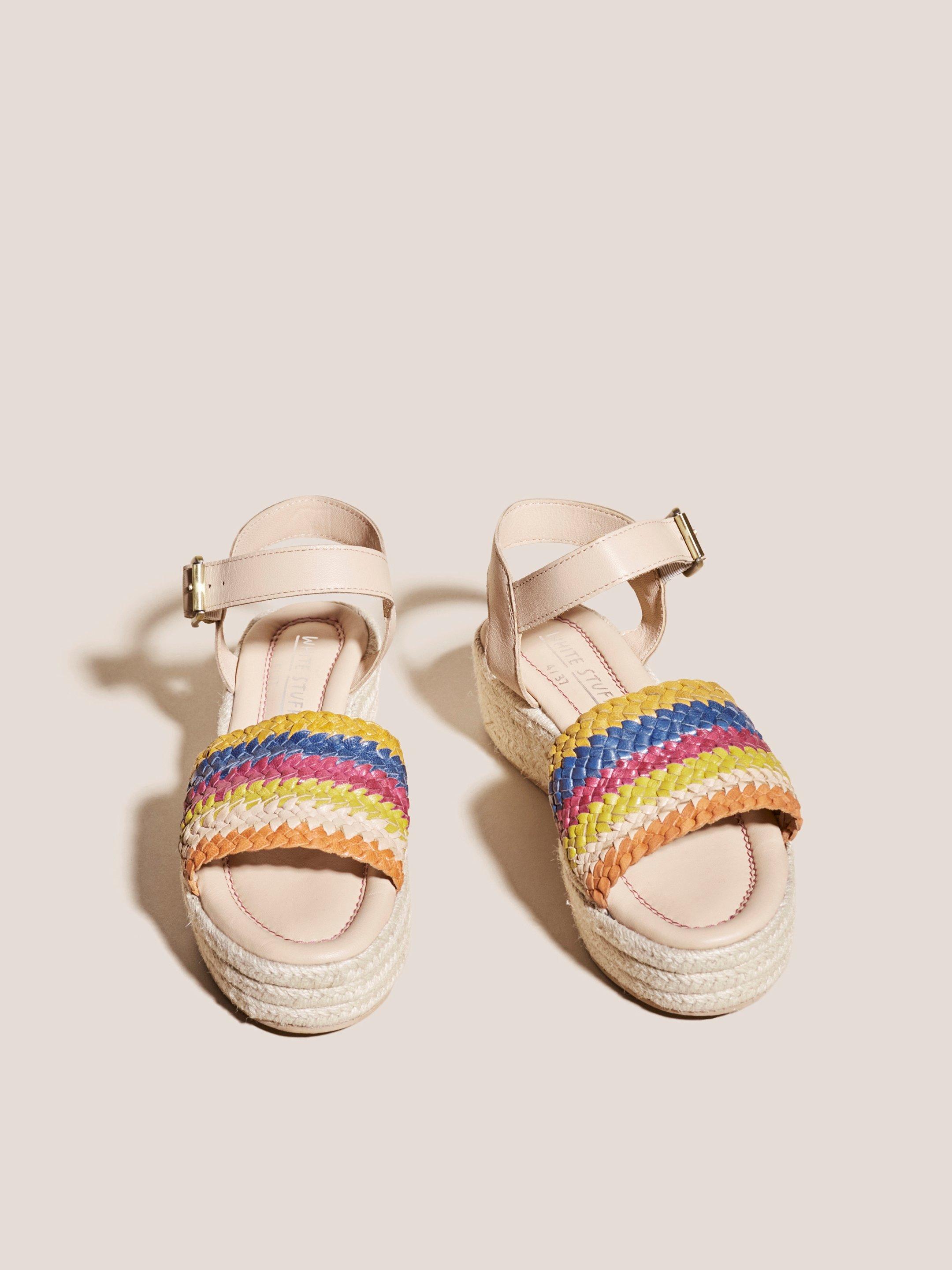 Woven Espadrille Flatform in TAN MULTI - FLAT FRONT