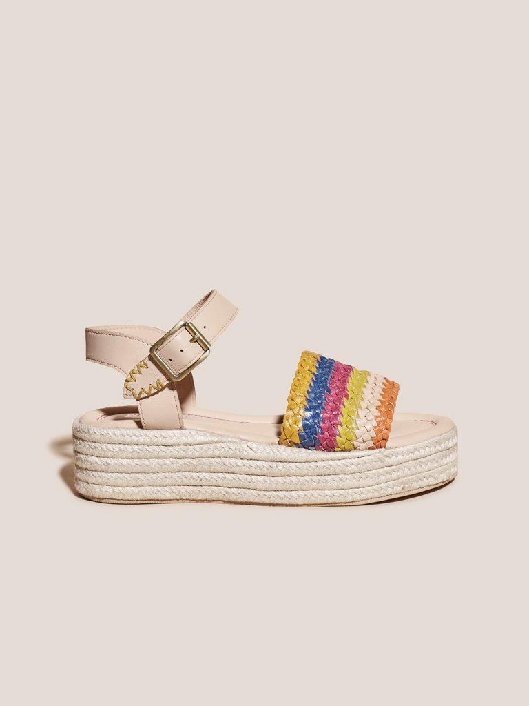 Woven Espadrille Flatform in TAN MULTI - MODEL FRONT