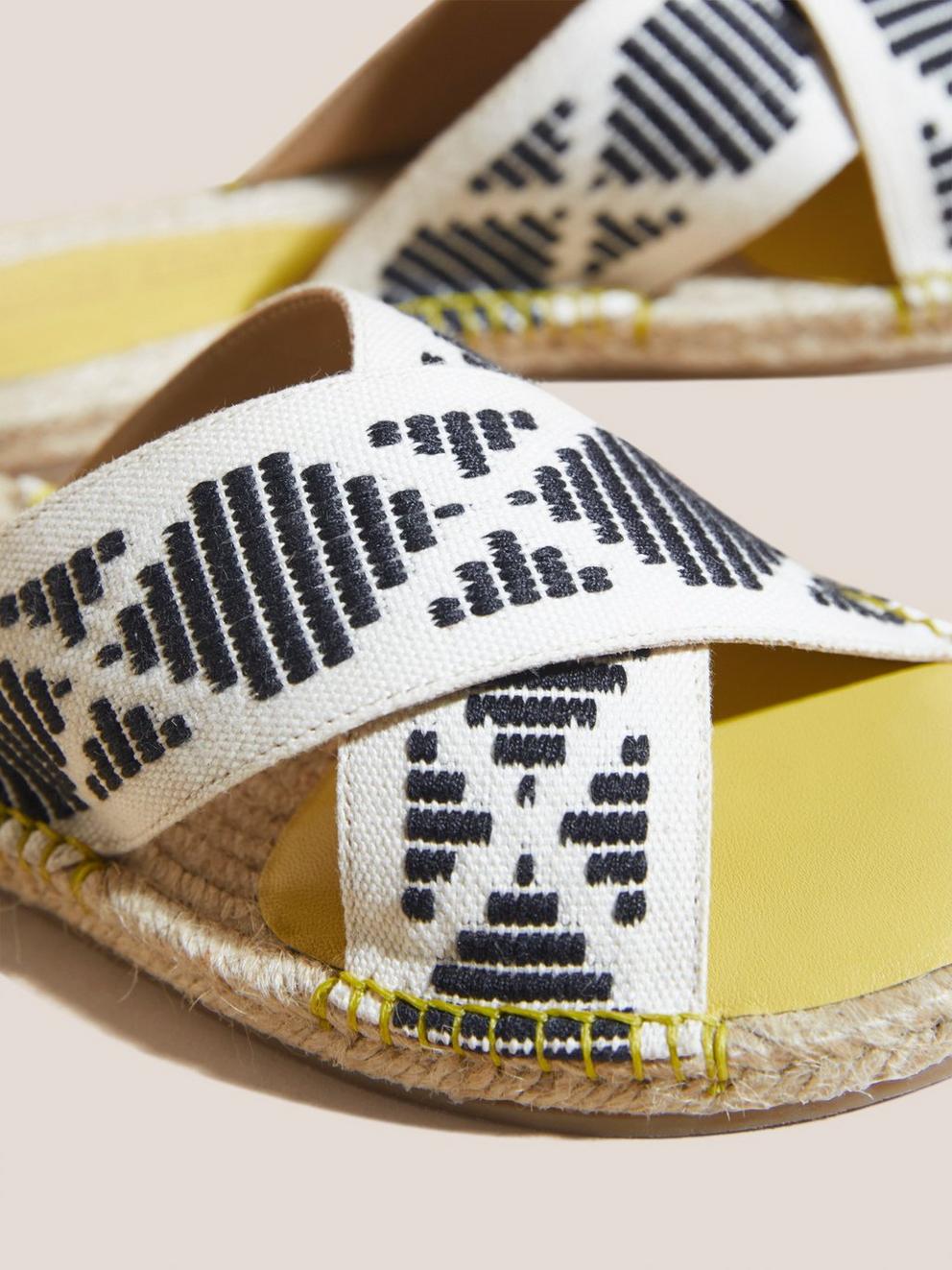 Jacquard Espadrille Mule in DP YELLOW - FLAT BACK