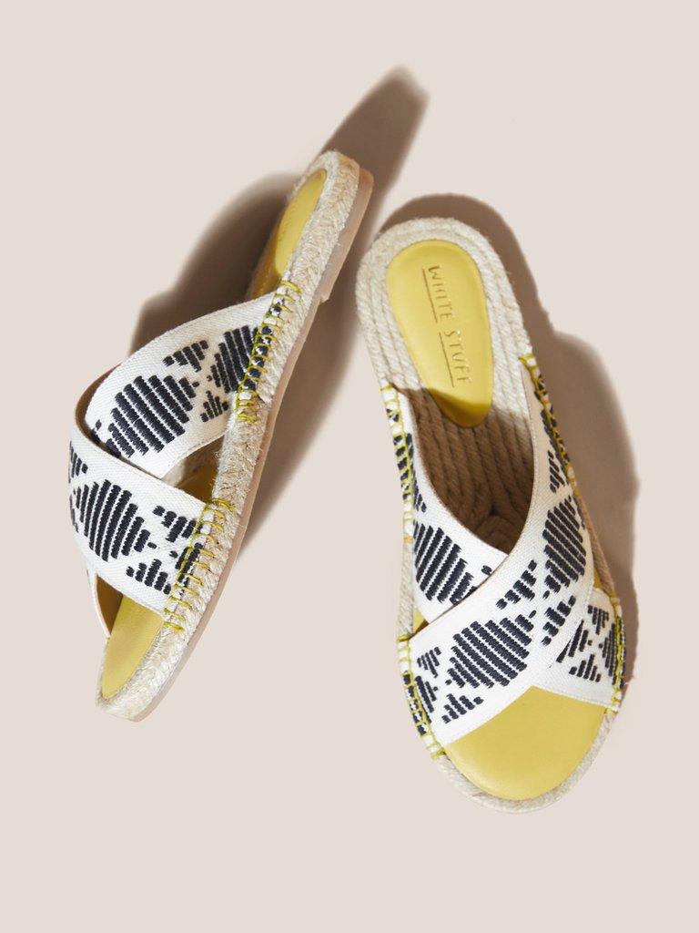 Jacquard Espadrille Mule in DP YELLOW - FLAT DETAIL