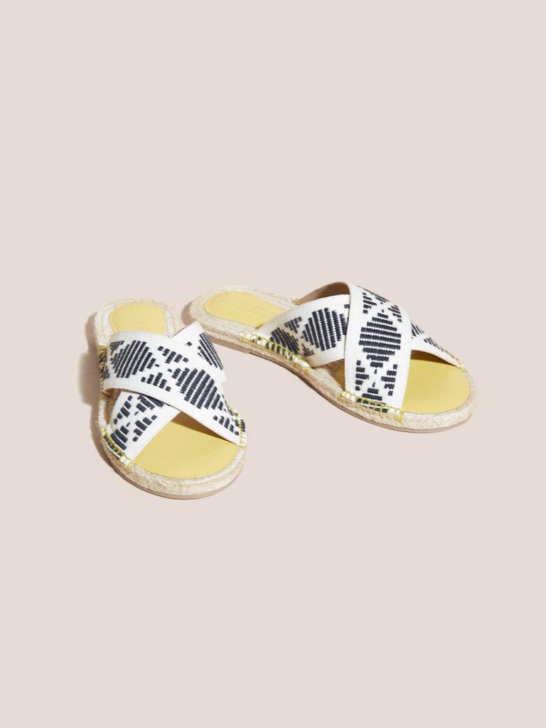 Jacquard Espadrille Mule in DP YELLOW - FLAT FRONT