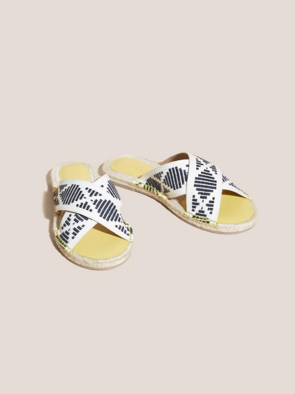 Jacquard Espadrille Mule in DP YELLOW - FLAT FRONT