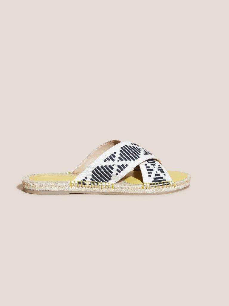 Jacquard Espadrille Mule in DP YELLOW - MODEL FRONT