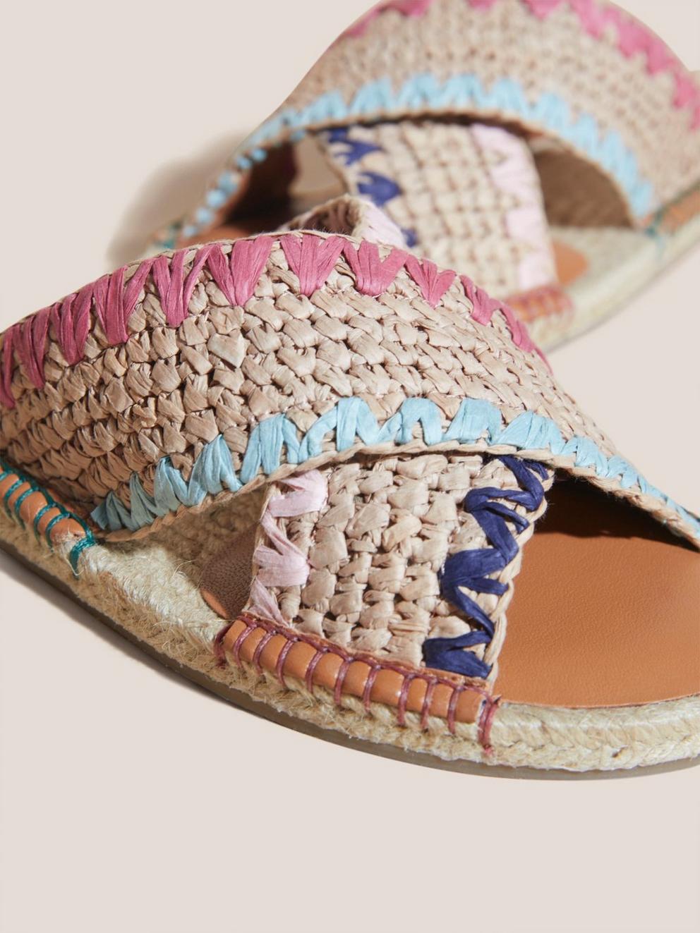 Jacquard Espadrille Mule in NAT MLT - FLAT BACK