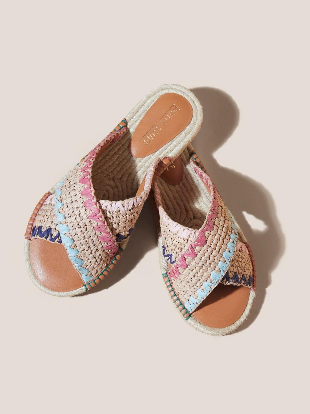 Jacquard Espadrille Mule in NAT MLT - FLAT DETAIL