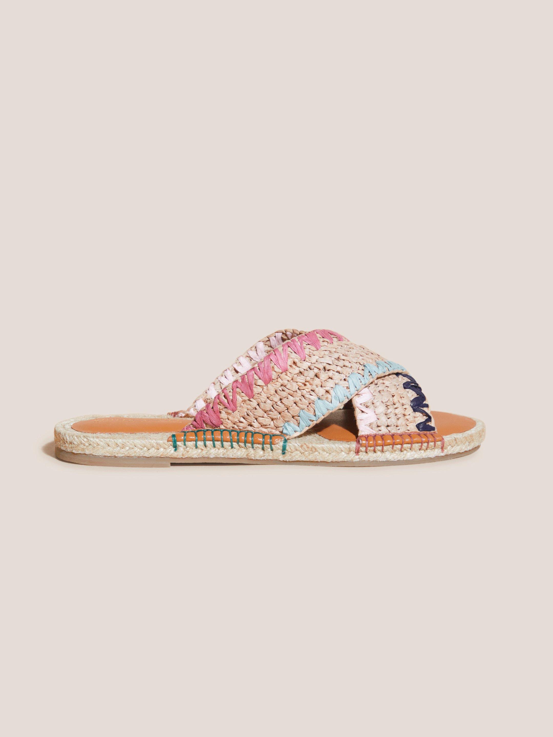 Jacquard Espadrille Mule in NAT MLT - MODEL FRONT