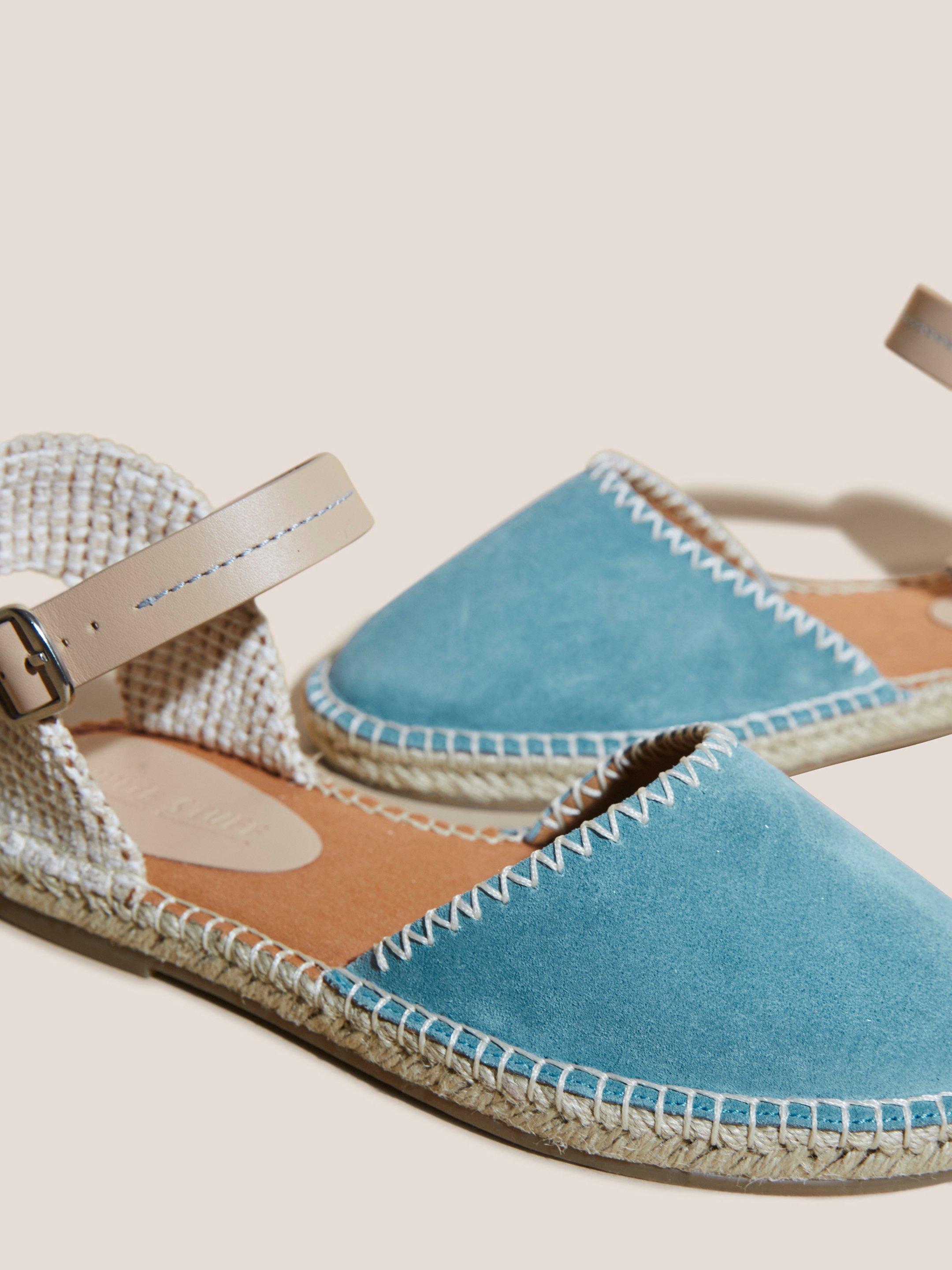 Two Part Suede Espadrille in CHAMB BLUE - FLAT BACK