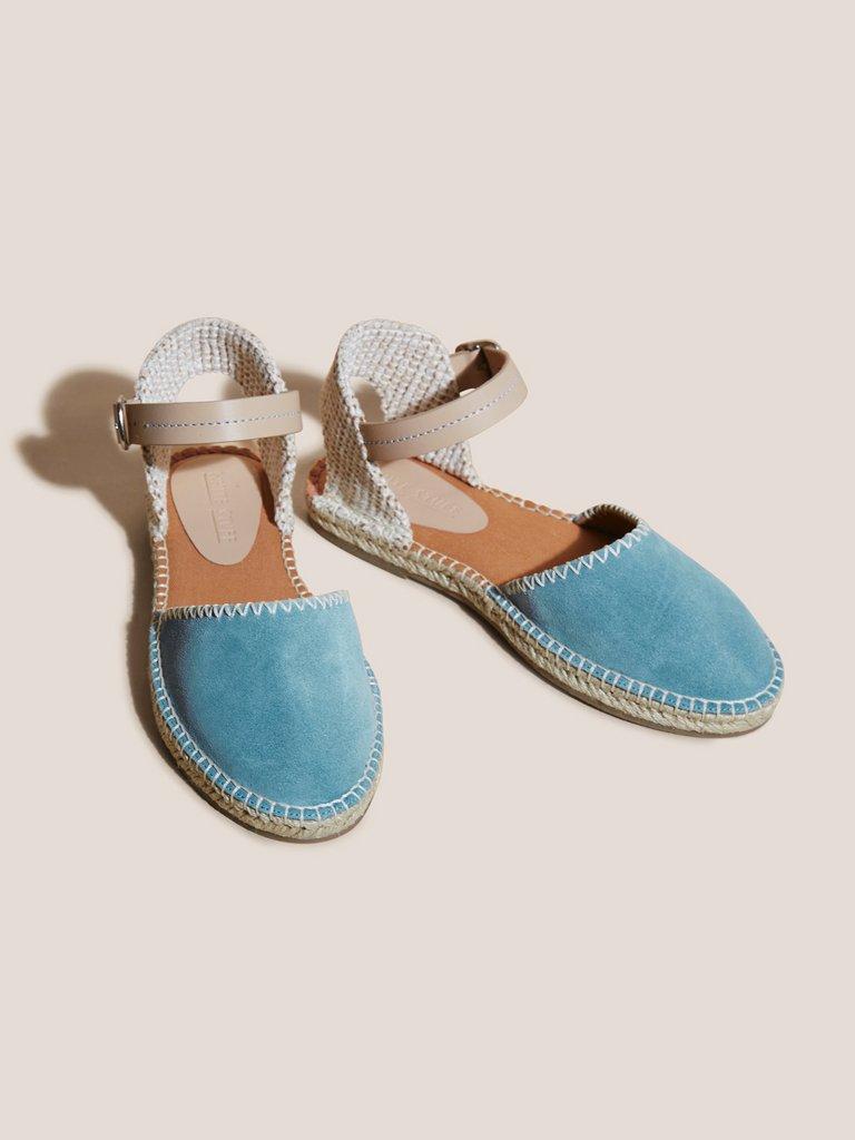 Two Part Suede Espadrille in CHAMB BLUE - FLAT FRONT