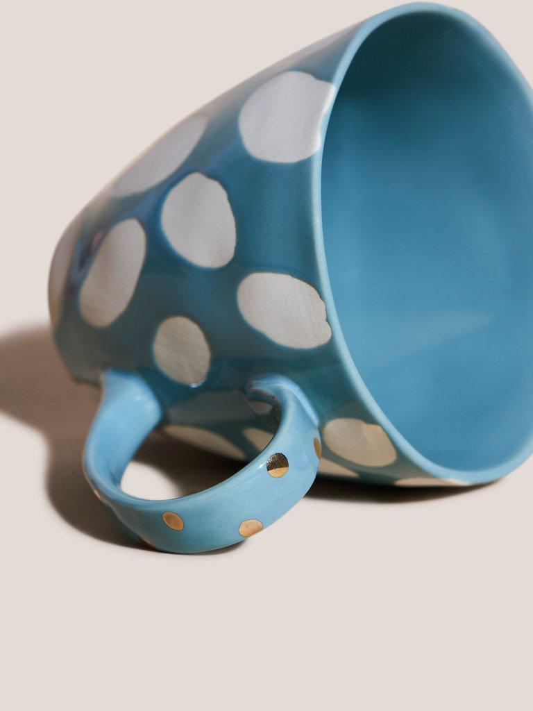 Spotty Glazed Mug in BLUE MLT - FLAT FRONT