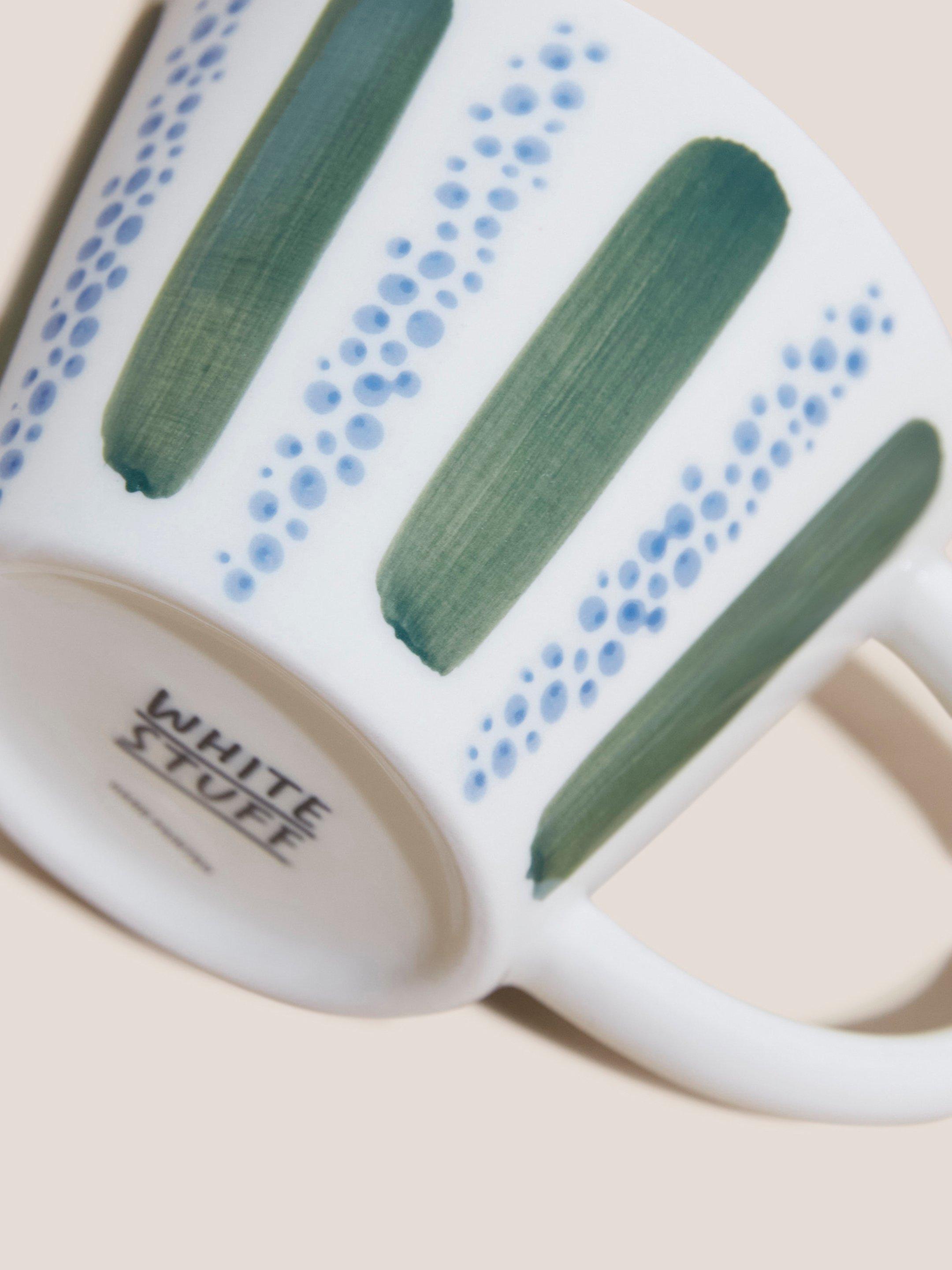 Hand Painted Stripe Mug in GREEN MLT - FLAT DETAIL