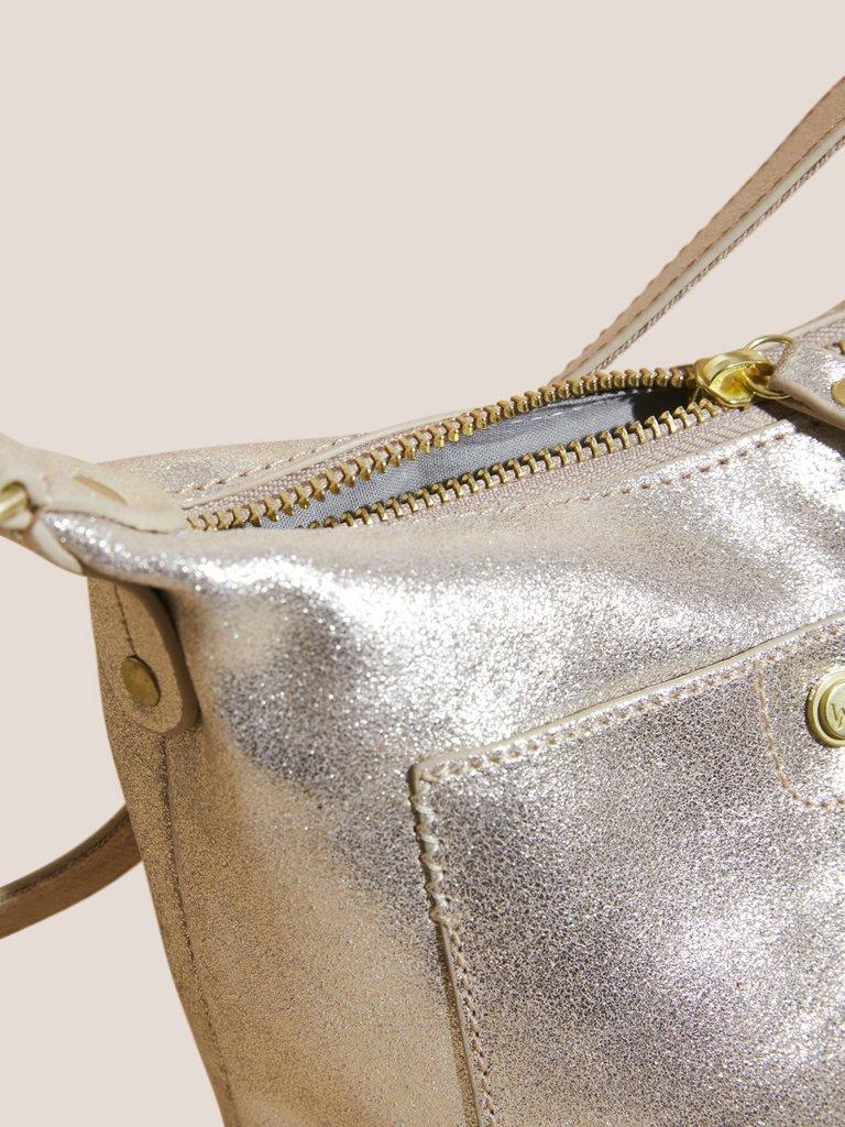 Mini Fern Leather Crossbody in GLD TN MET - FLAT DETAIL