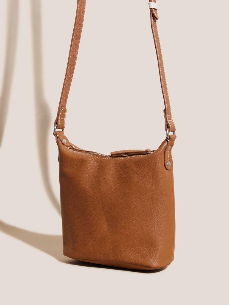Mini Fern Leather Crossbody Bag in MID TAN - FLAT BACK