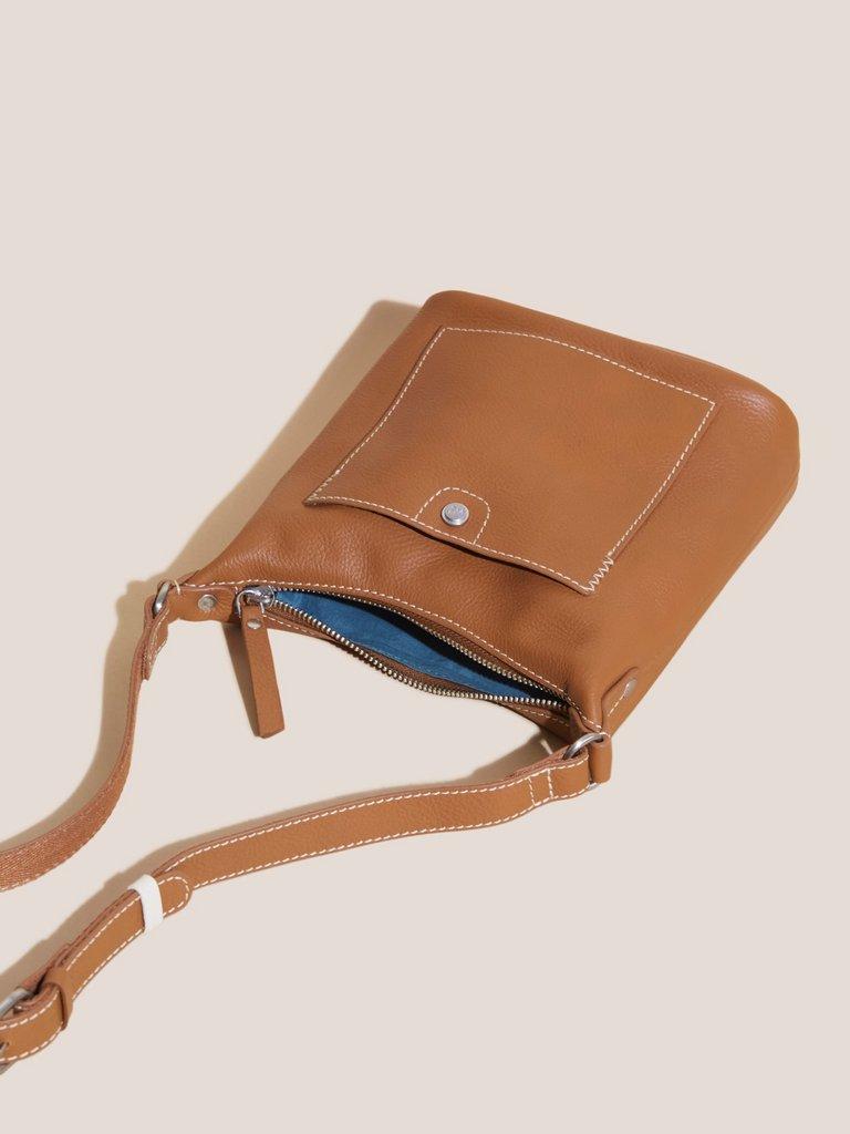 Mini Fern Leather Crossbody Bag in MID TAN - FLAT FRONT