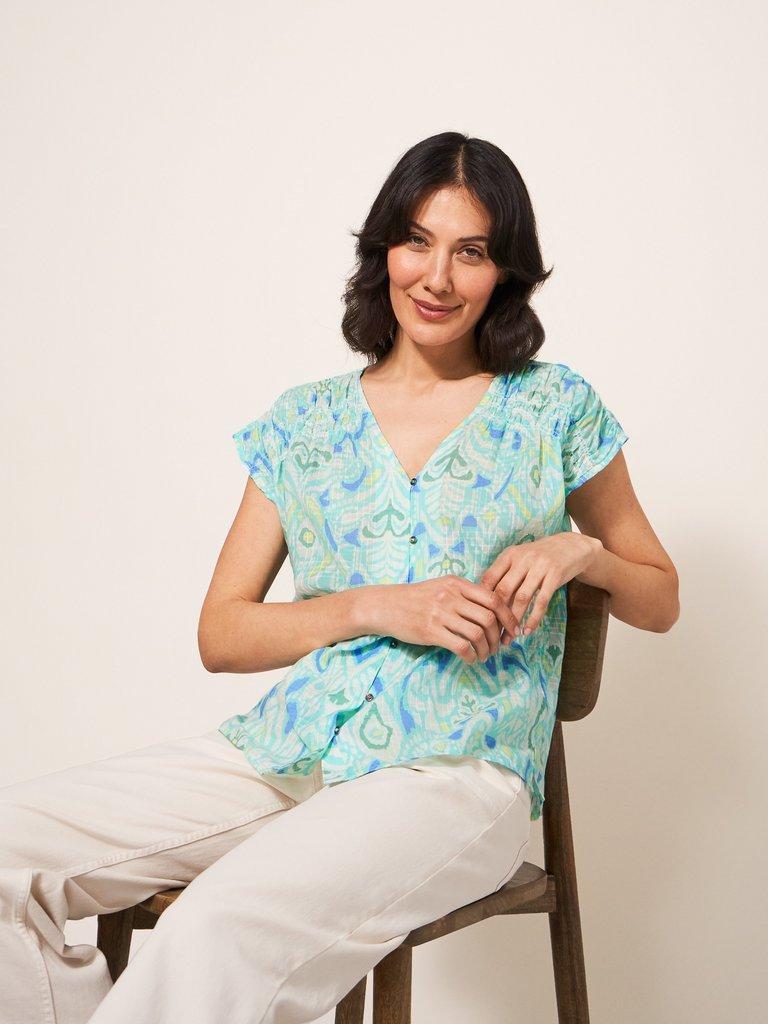 Rae Organic Vest Cotton in IVORY PRINT White Stuff