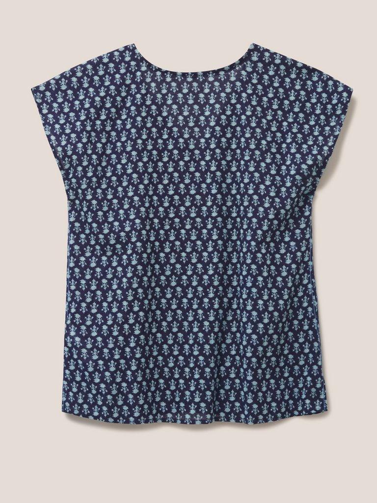 Rae Organic Vest Cotton in NAVY MULTI - FLAT BACK