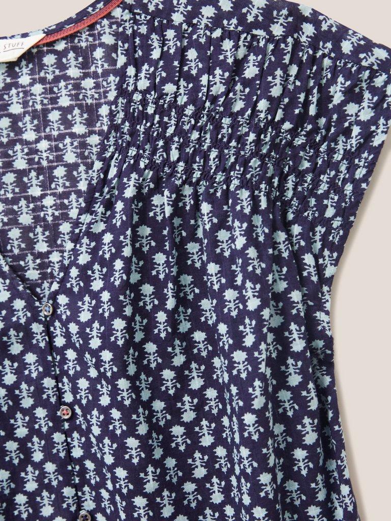 Rae Organic Vest Cotton in NAVY MULTI - FLAT DETAIL