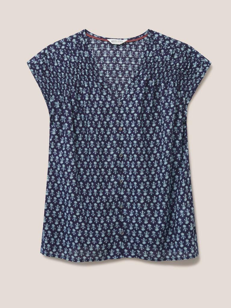 Rae Organic Vest Cotton in NAVY MULTI - FLAT FRONT