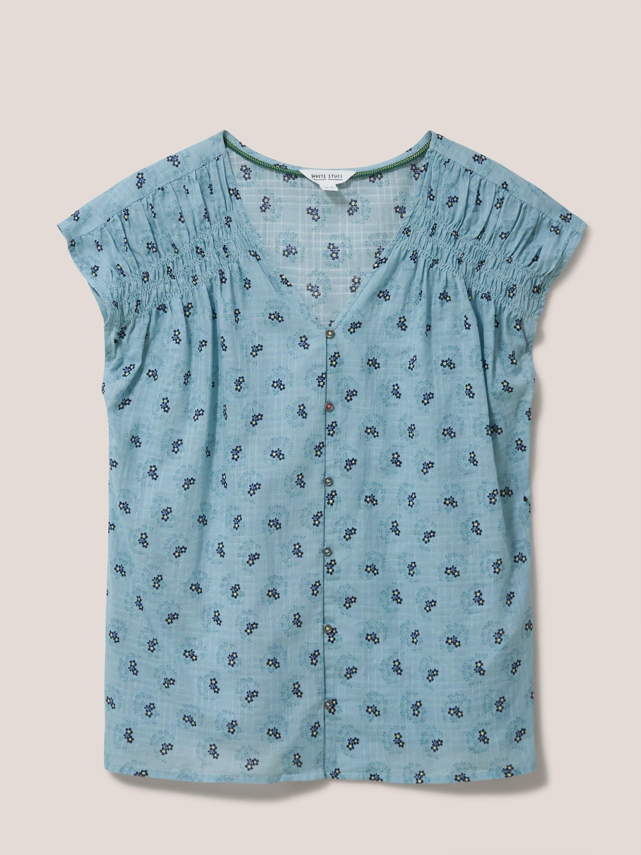 Rae Organic Cotton Vest in TEAL MLT - FLAT FRONT