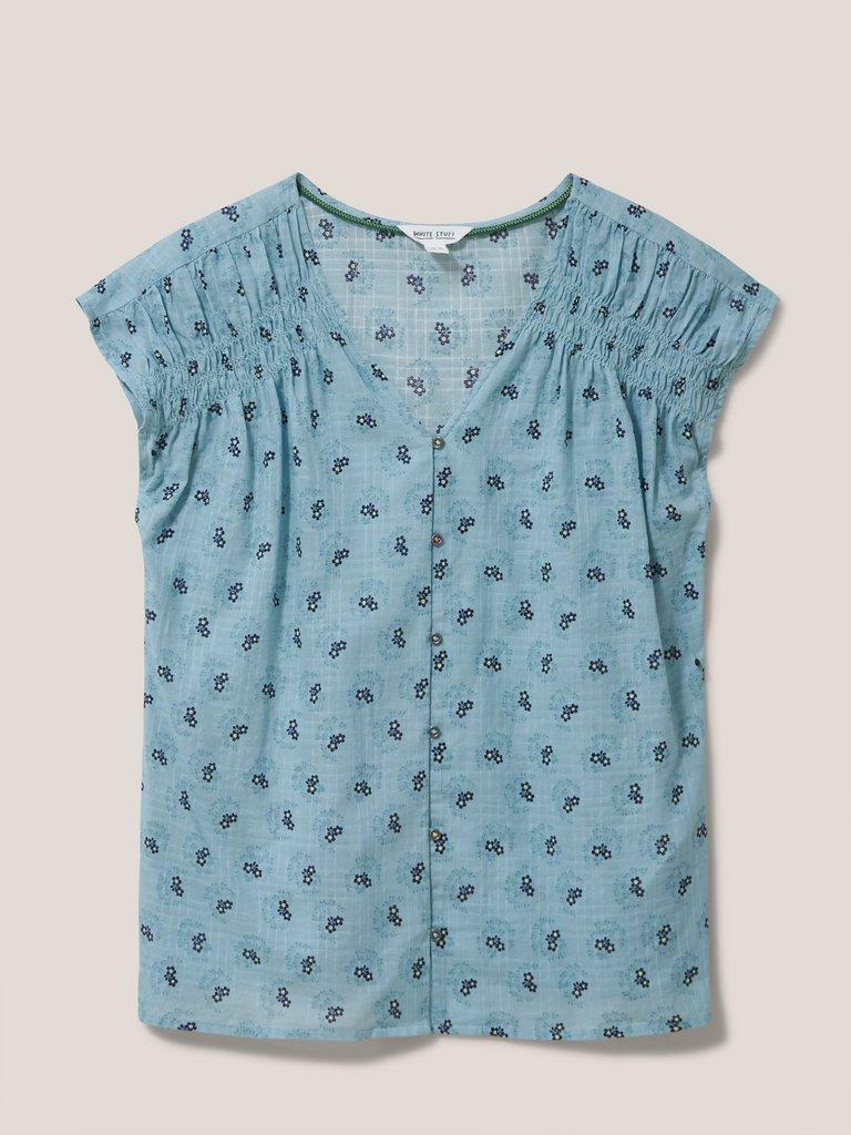 Rae Organic Vest Cotton in TEAL MLT - FLAT FRONT