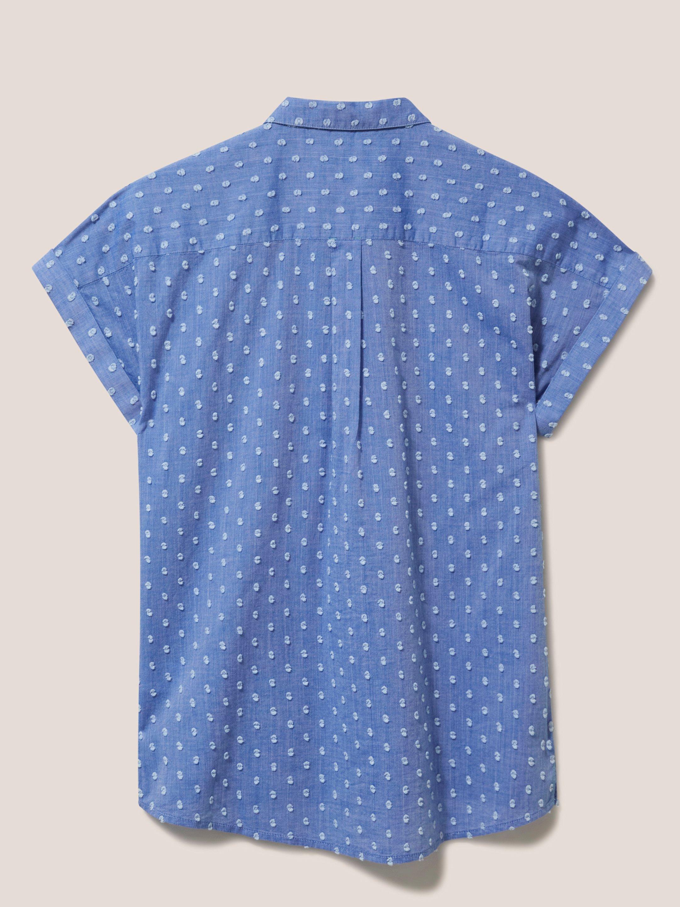 Ella Organic Cotton Shirt in BLUE MLT - FLAT BACK