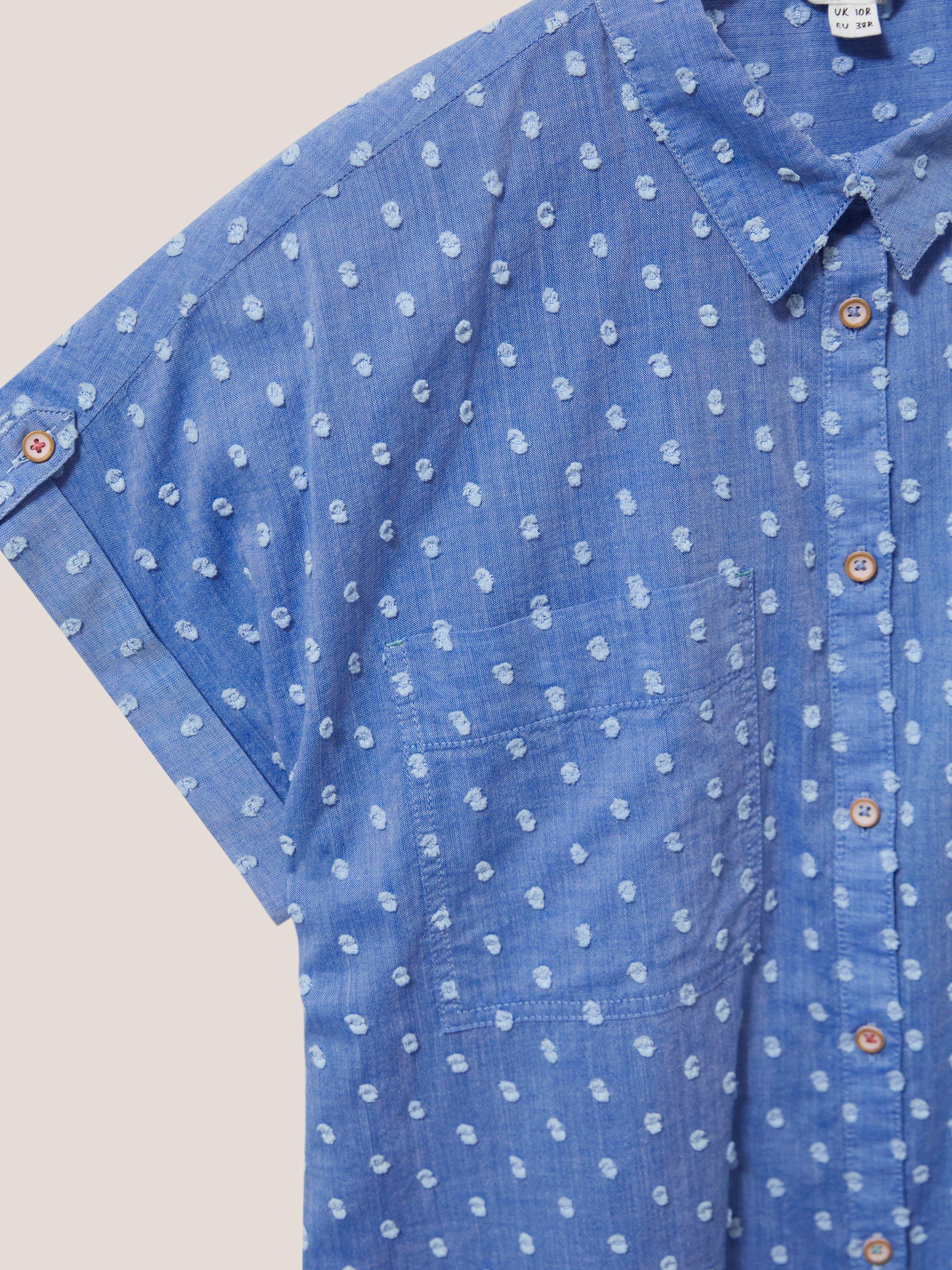 Ella Organic Cotton Shirt in BLUE MLT - FLAT DETAIL