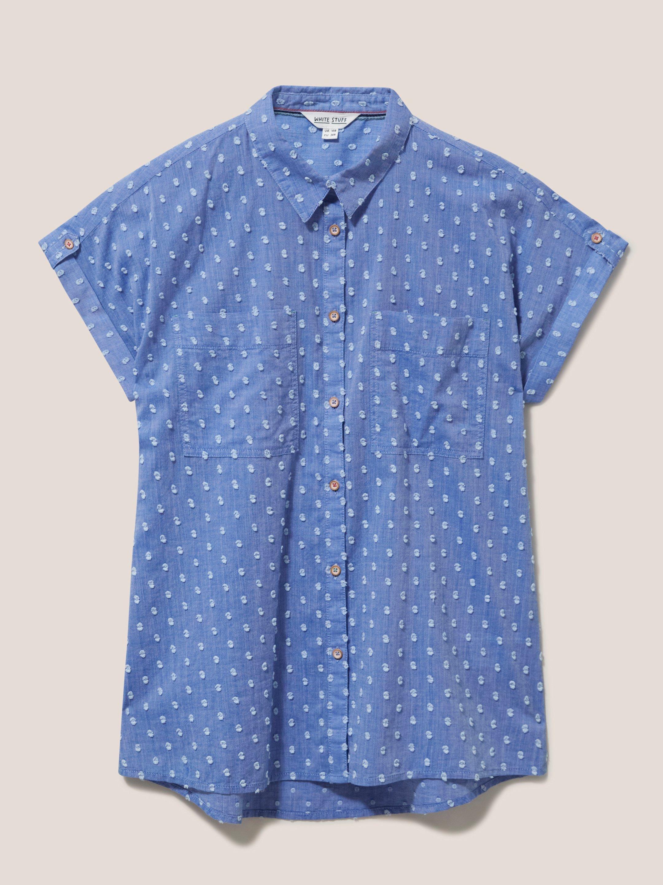 Ella Organic Cotton Shirt in BLUE MLT - FLAT FRONT