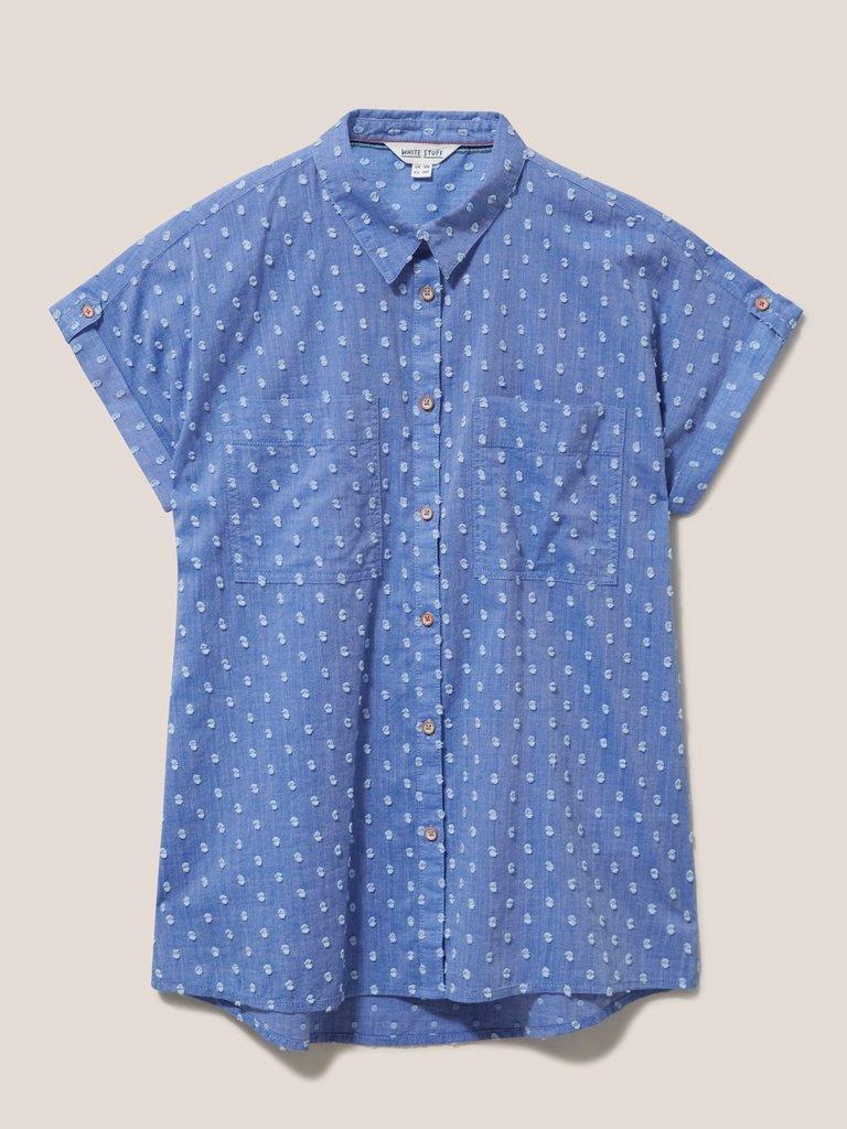 Ella Organic Cotton Shirt in BLUE MLT - FLAT FRONT