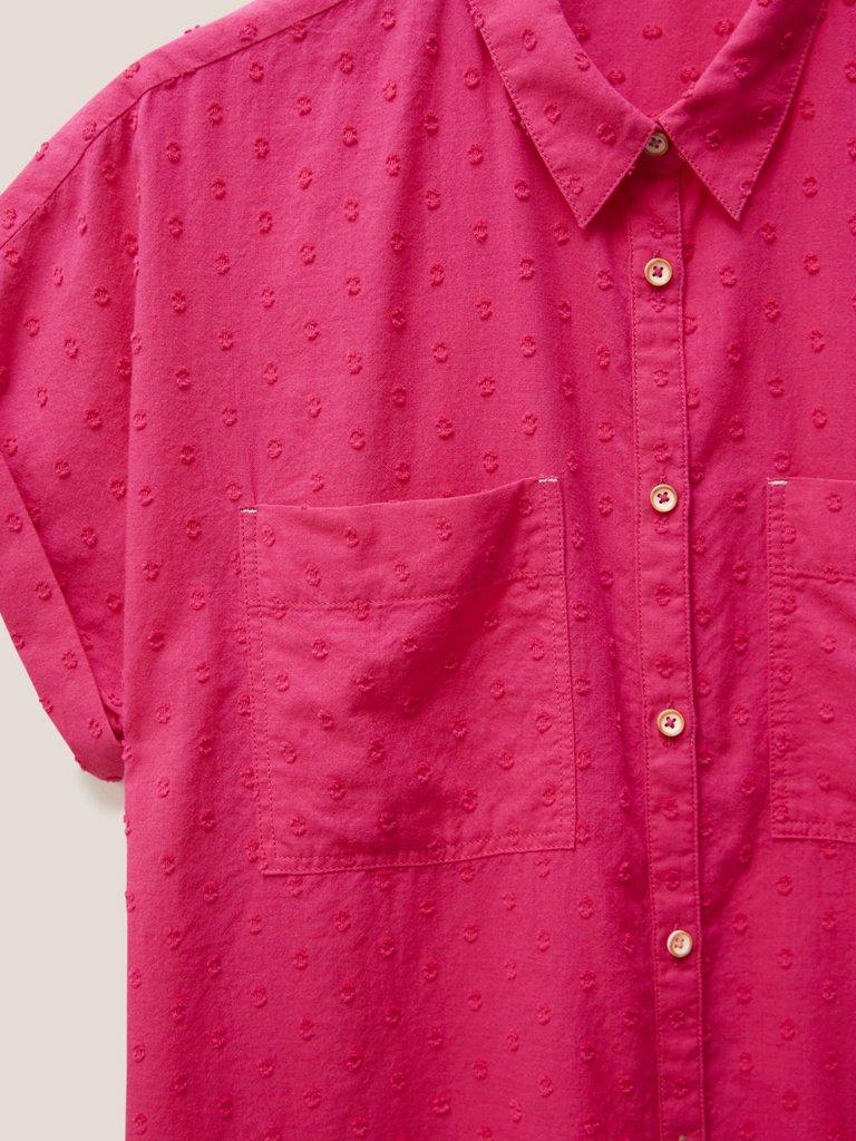 Ella Organic Cotton Shirt in BRT PINK - FLAT DETAIL