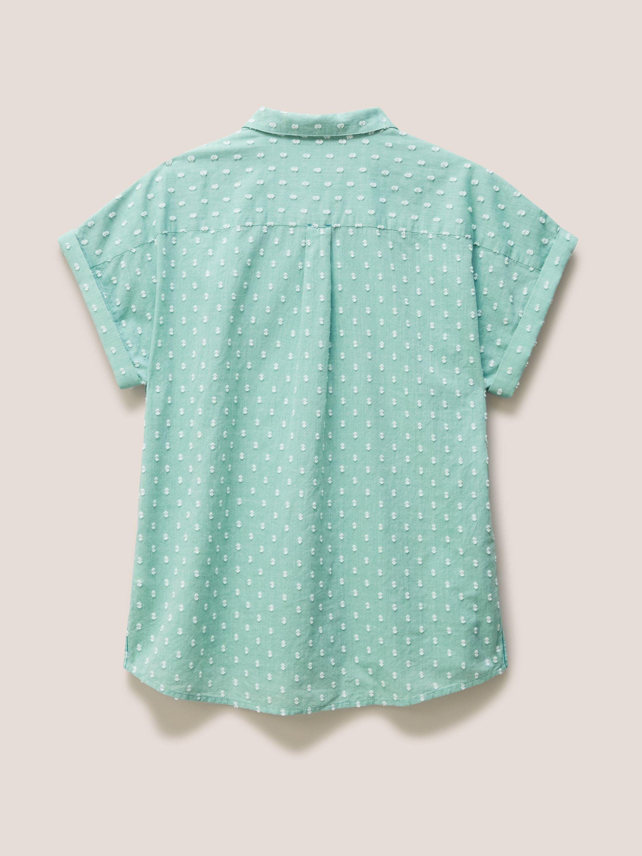 Ella Organic Cotton Shirt in MID GREEN - FLAT BACK