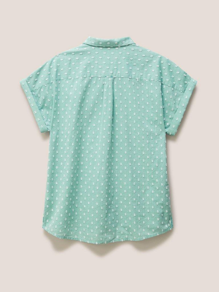 Ella Organic Cotton Shirt in MID GREEN - FLAT BACK