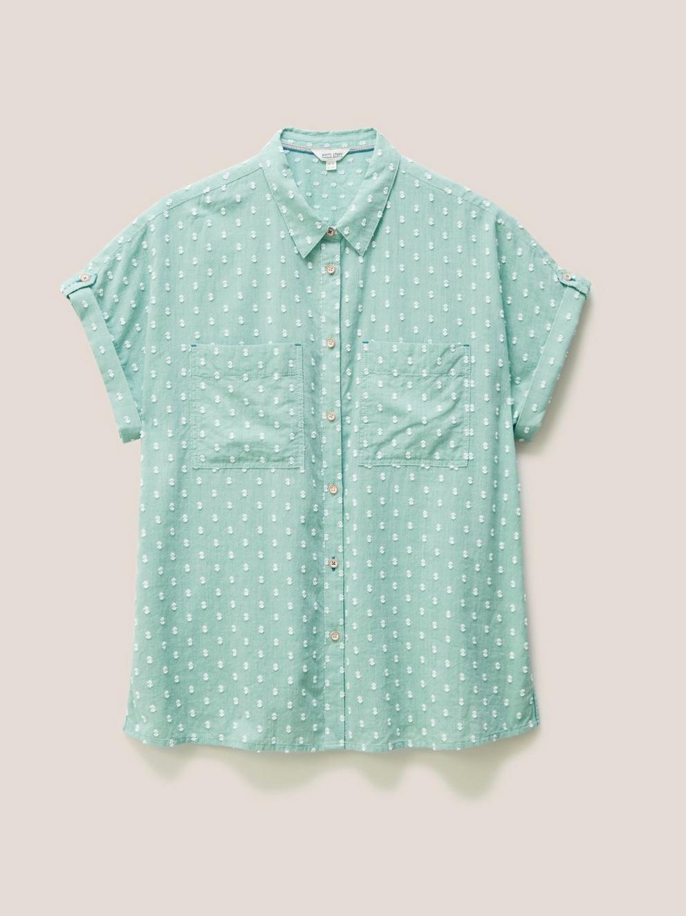 Ella Organic Cotton Shirt in MID GREEN - FLAT FRONT