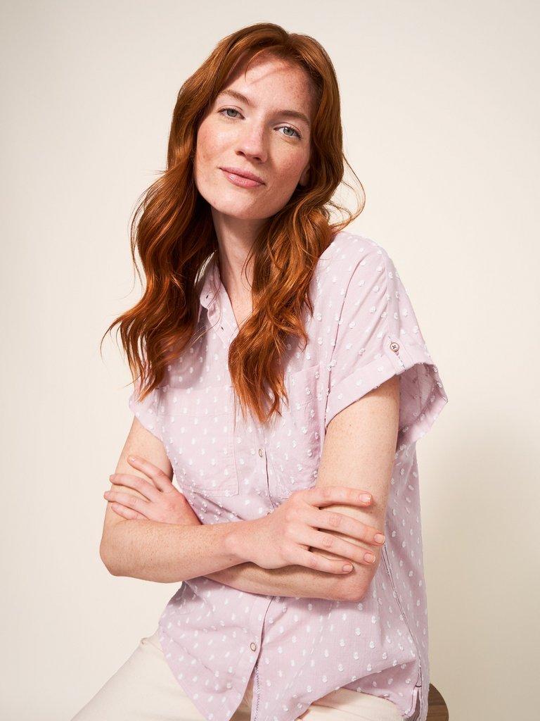 Ella Organic Cotton Shirt in MID PINK - LIFESTYLE