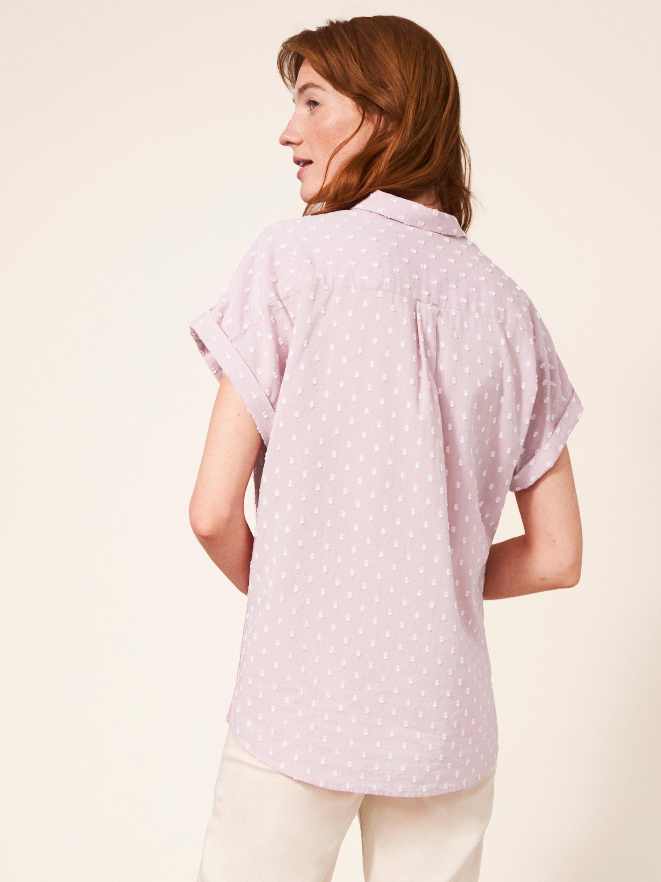 Ella Organic Cotton Shirt in MID PINK - MODEL BACK