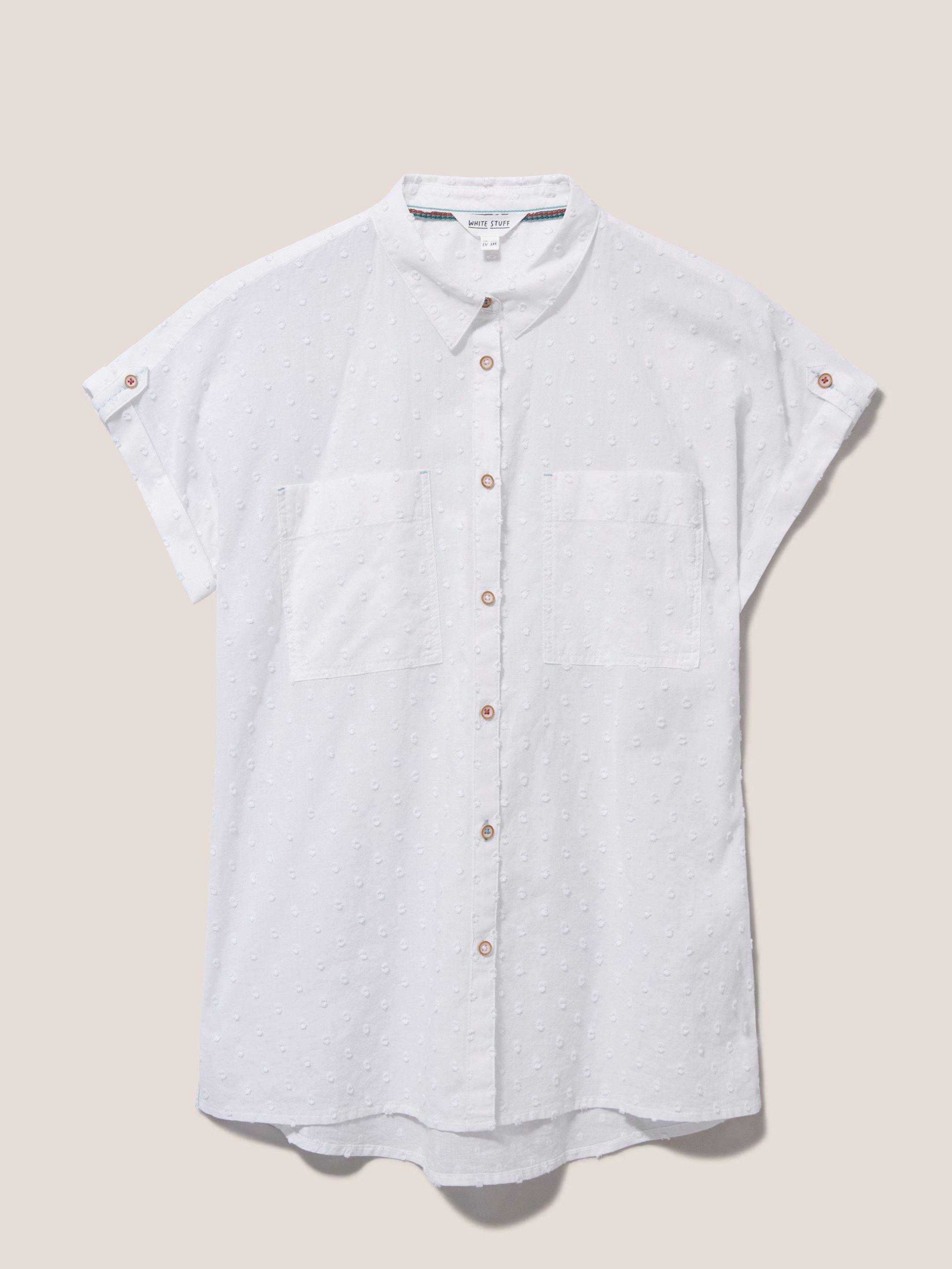 Ella Organic Cotton Shirt in PALE IVORY - FLAT FRONT