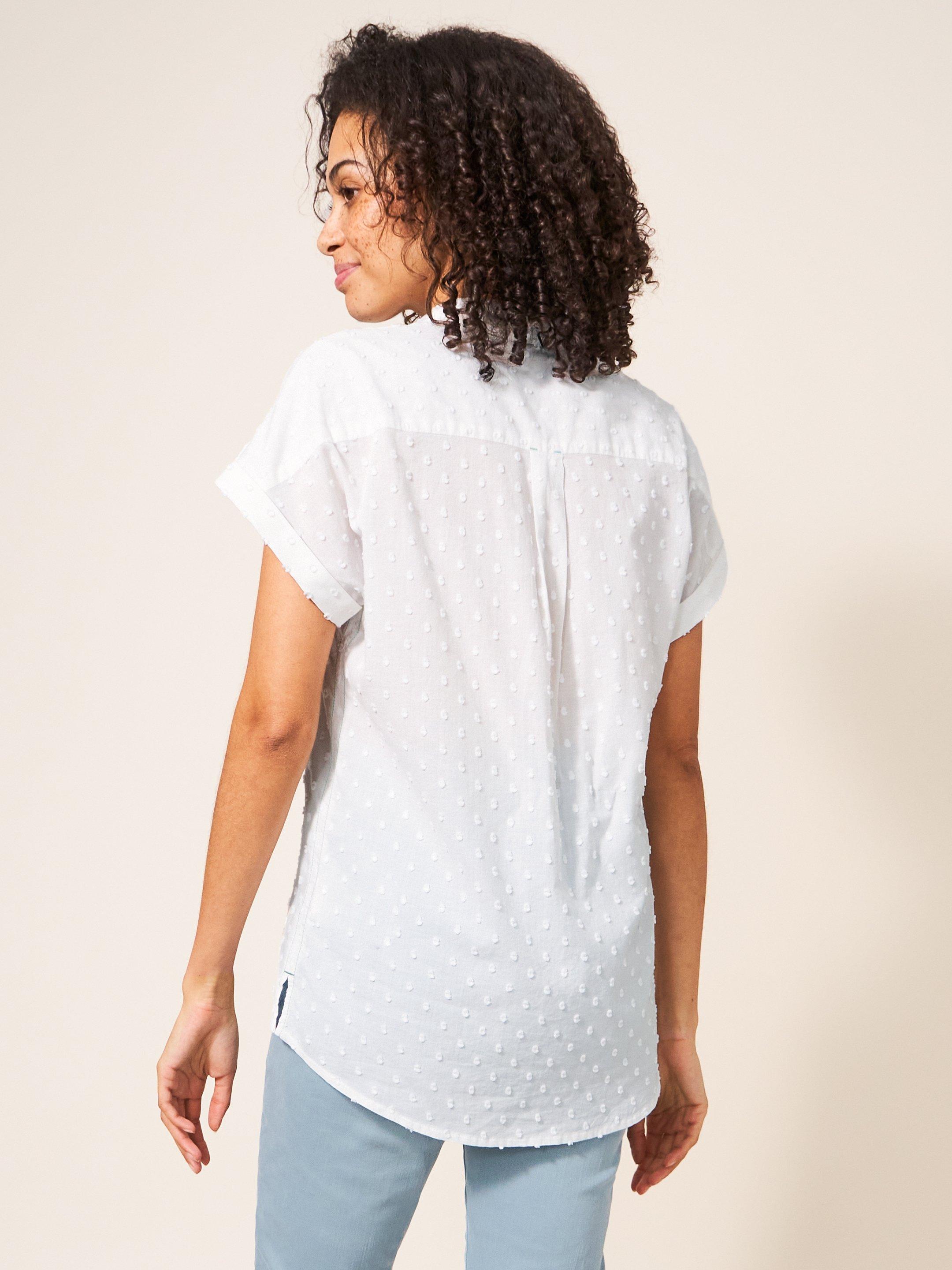 Ella Organic Cotton Shirt in PALE IVORY - MODEL BACK