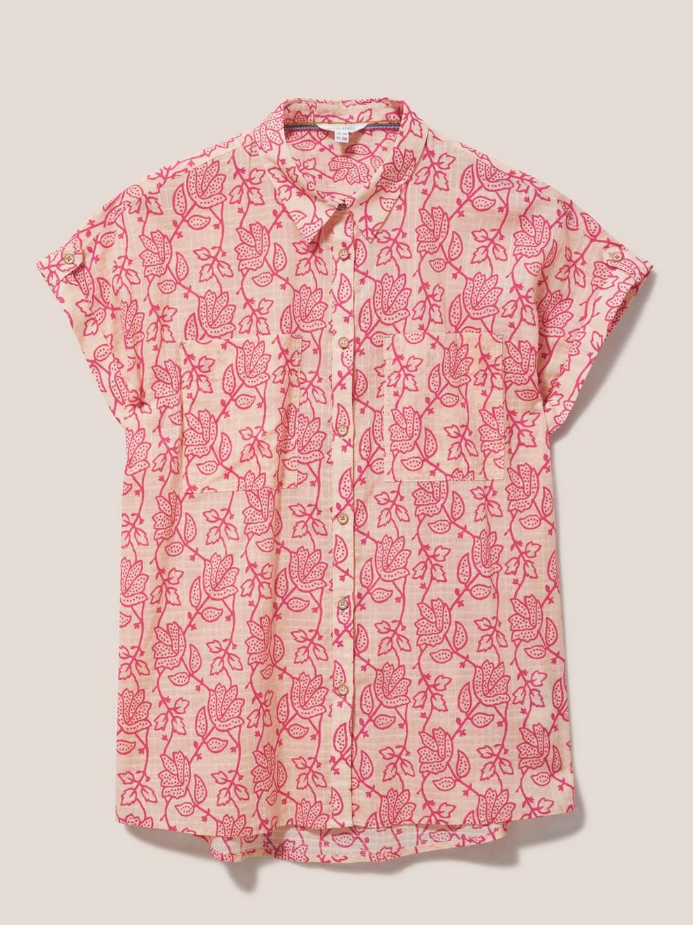 Ella Organic Cotton Shirt in PINK PR - FLAT FRONT