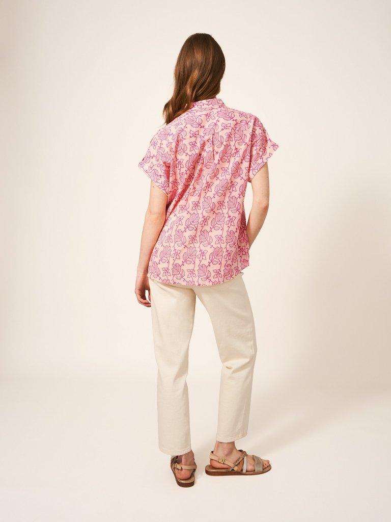 Ella Organic Cotton Shirt in PINK PR - MODEL BACK