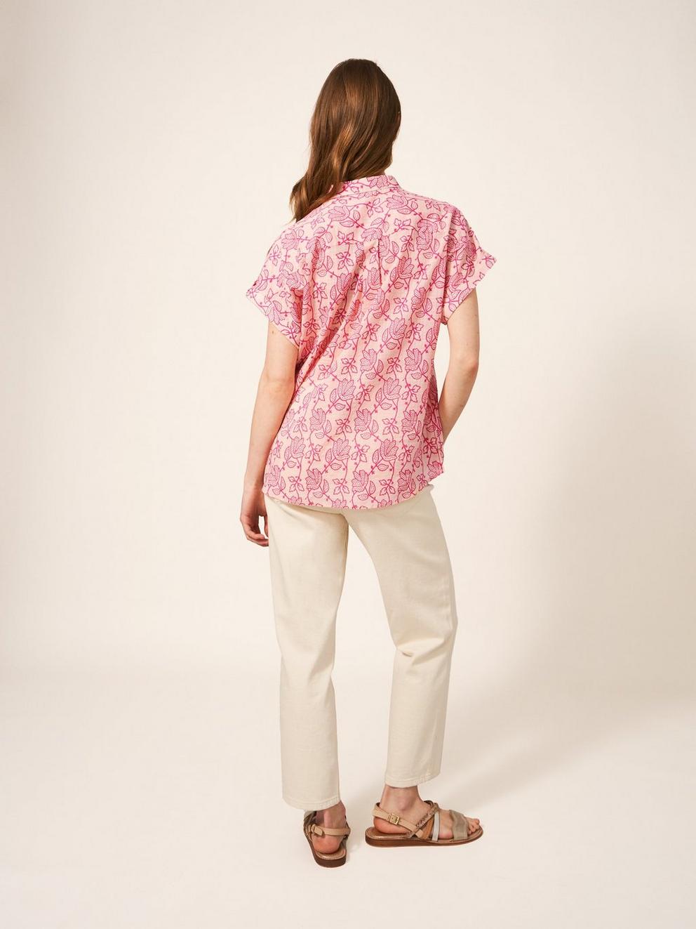 Ella Organic Cotton Shirt in PINK PR - MODEL BACK