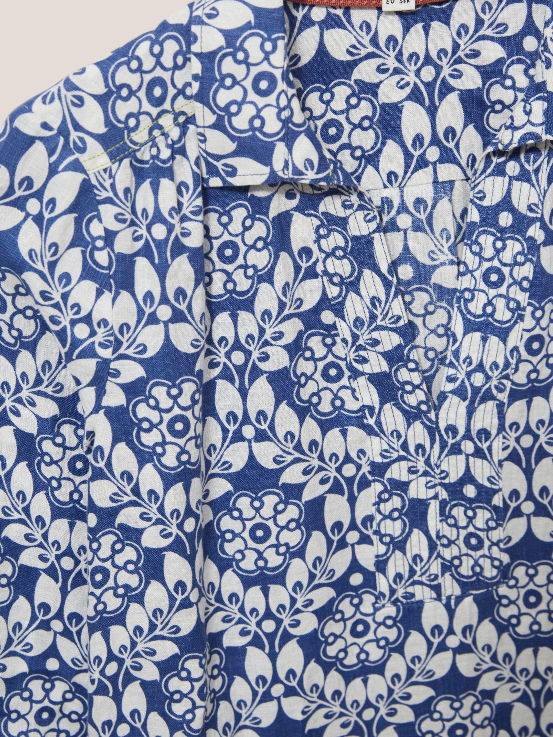 Blaire Linen Versatile Tunic in BLUE MLT - FLAT DETAIL