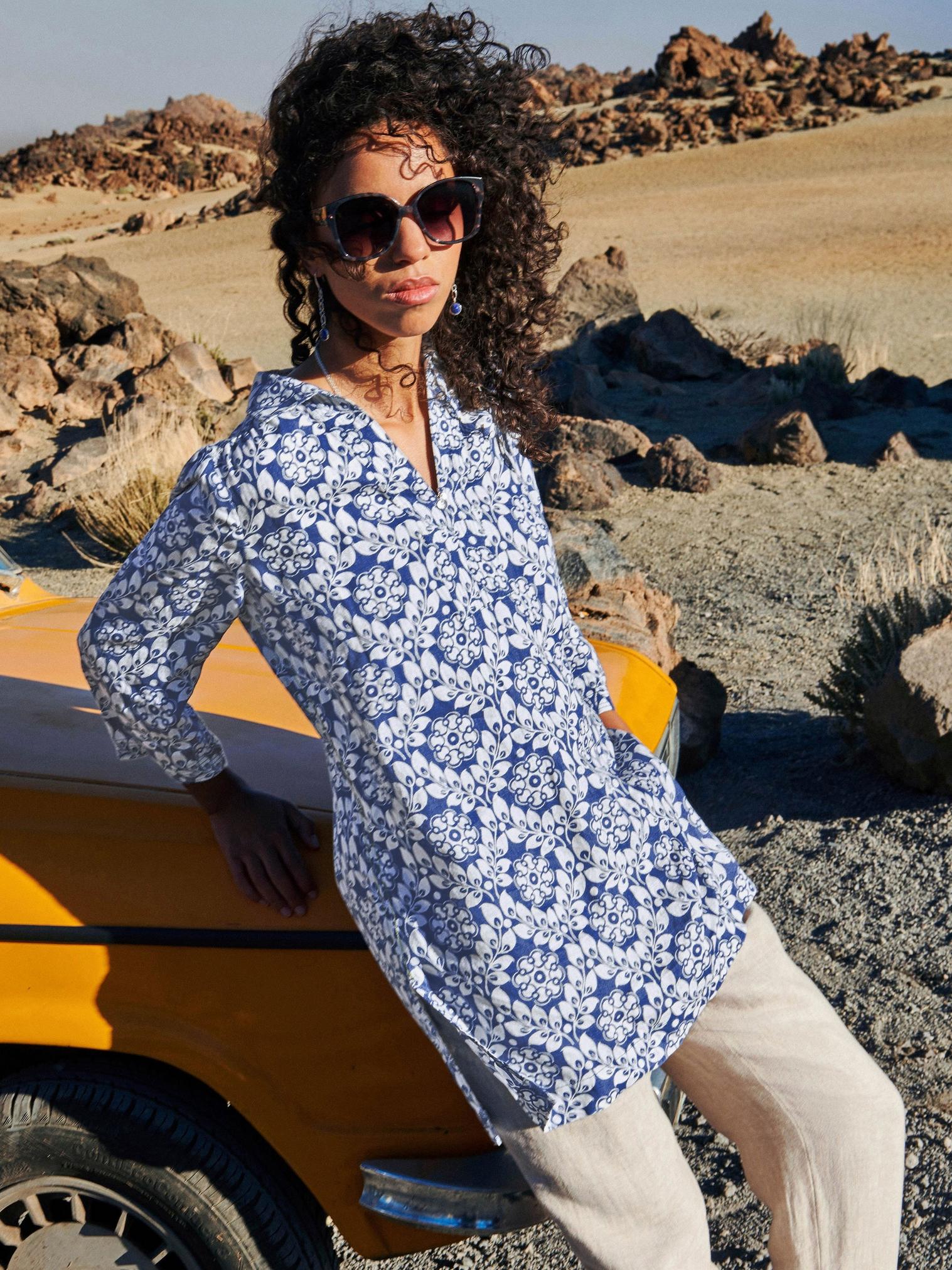Blaire Linen Versatile Tunic in BLUE MLT - MIXED
