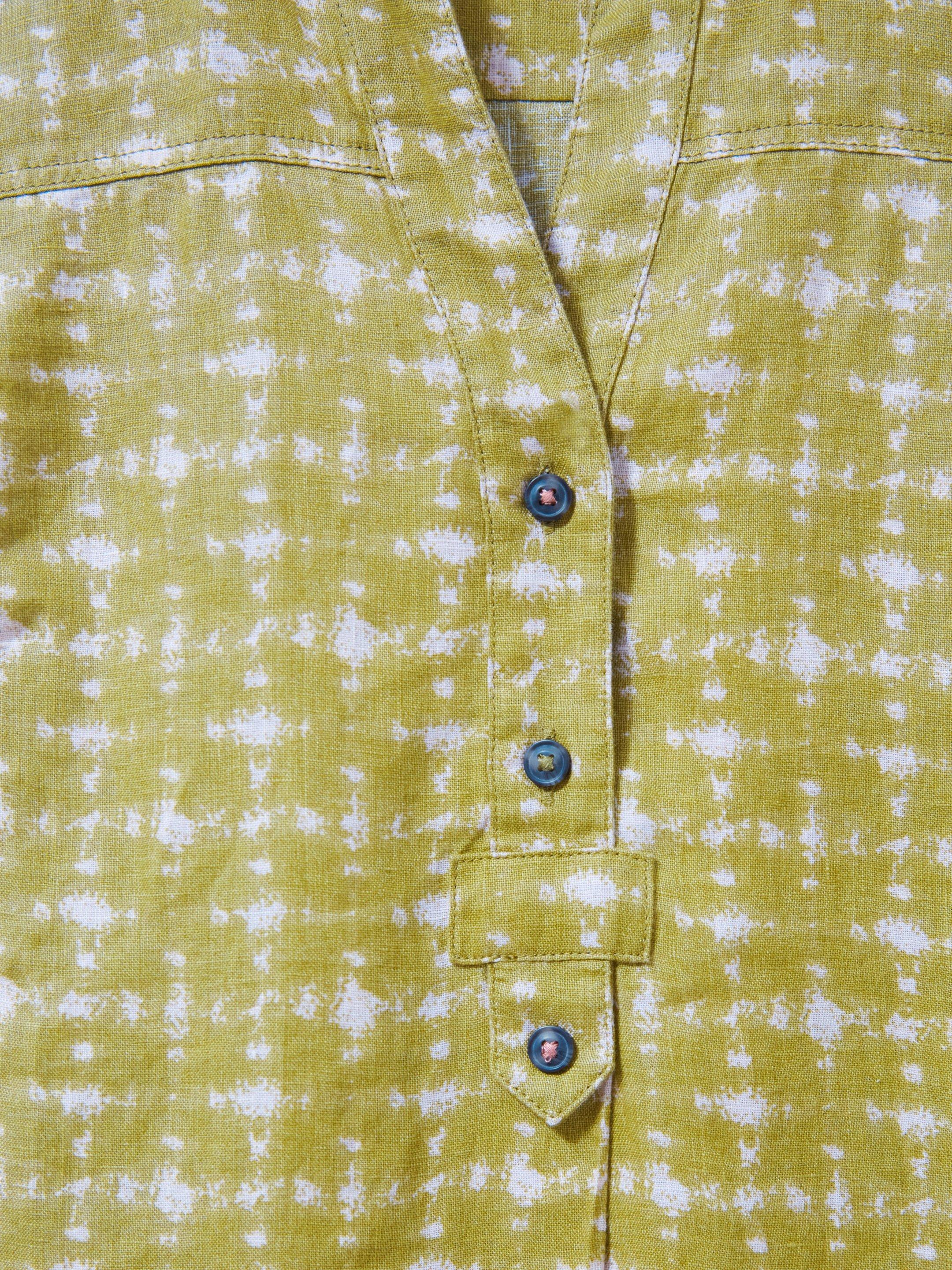 Elsie Sleeveless Linen Tunic in GREEN MLT - FLAT DETAIL