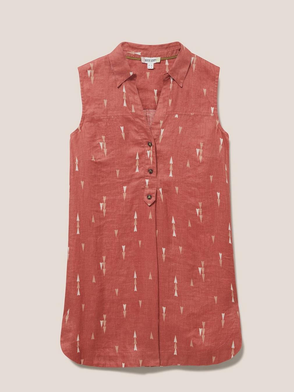 Elsie Sleeveless Linen Tunic in RED MLT - FLAT FRONT