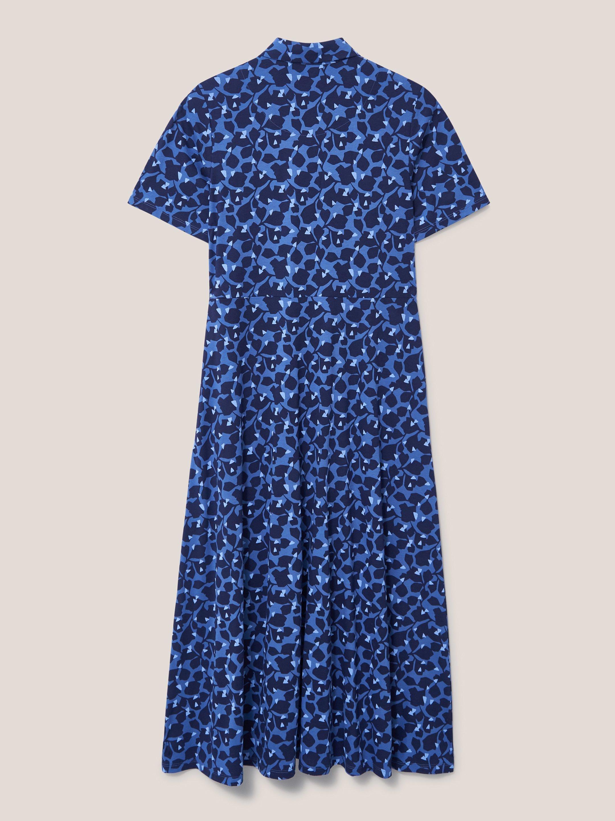 Rua Jersey Short Sleeve Shirt Dress in BLUE MLT - FLAT BACK