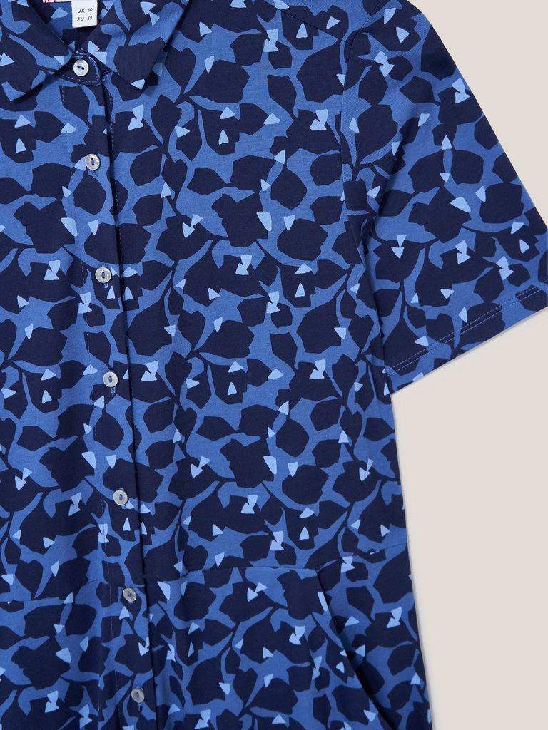 Rua Jersey Short Sleeve Shirt Dress in BLUE MLT - FLAT DETAIL