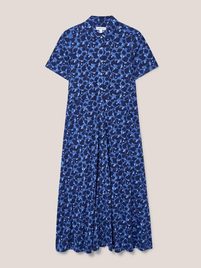 Rua Jersey Short Sleeve Shirt Dress in BLUE MLT - FLAT FRONT