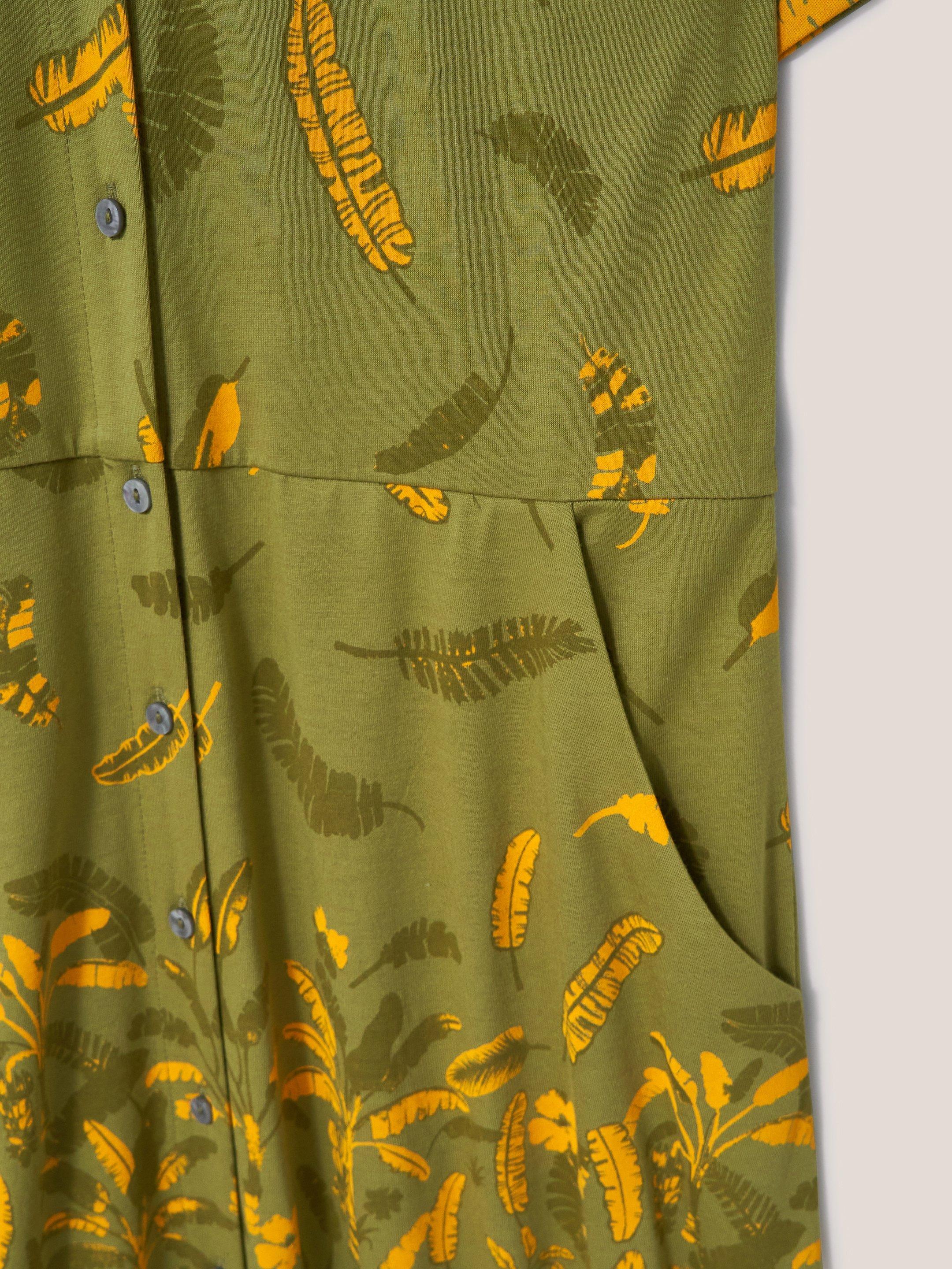 Rua Jersey Short Sleeve Shirt Dress in GREEN MLT - FLAT DETAIL