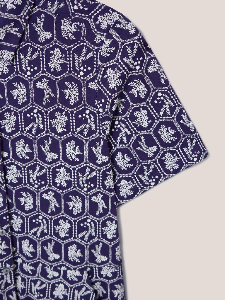 Rua Jersey Short Sleeve Shirt Dress in NAVY MULTI - FLAT DETAIL