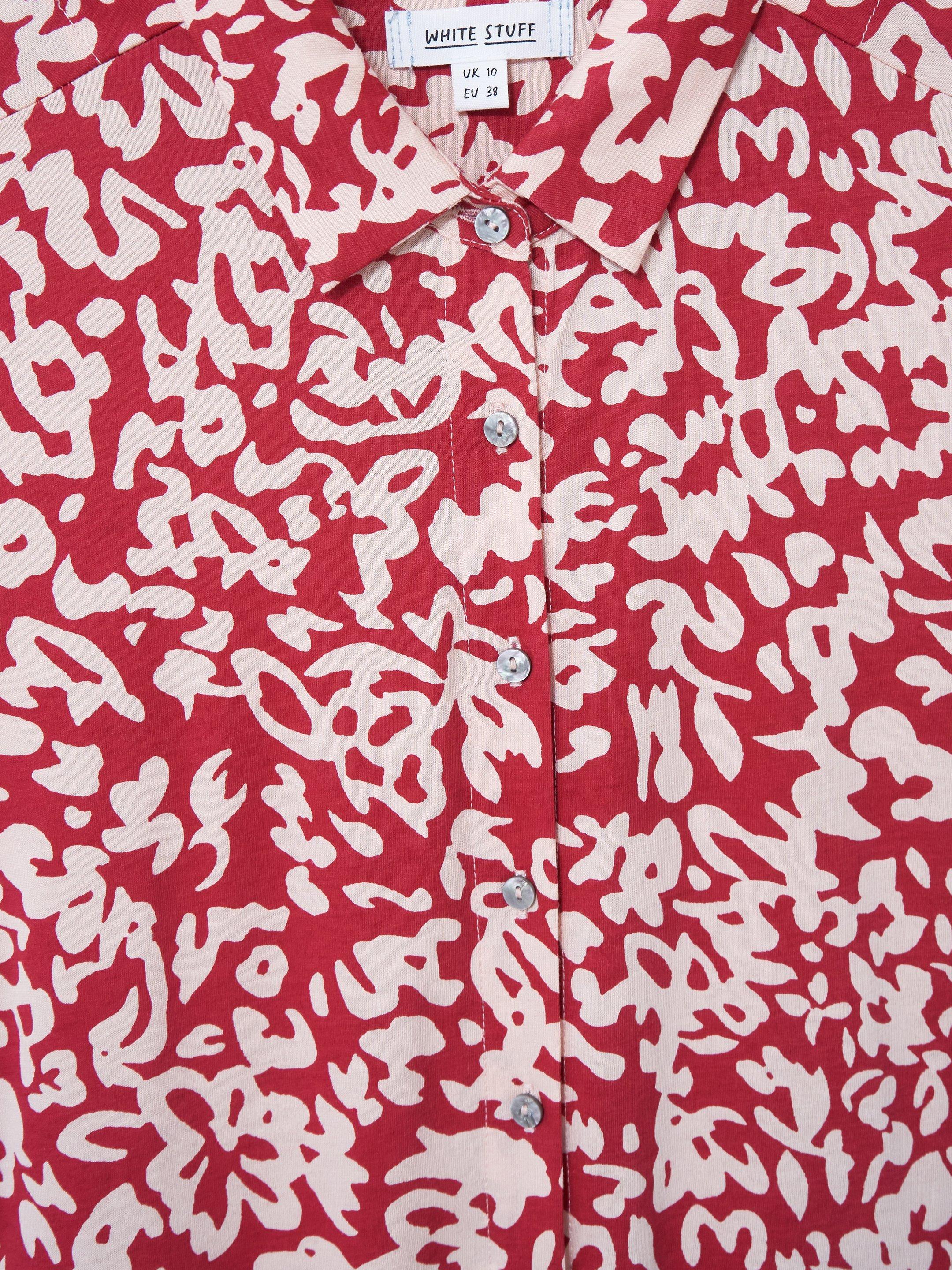 Rua Jersey Short Sleeve Shirt Dress in RED MLT - FLAT DETAIL